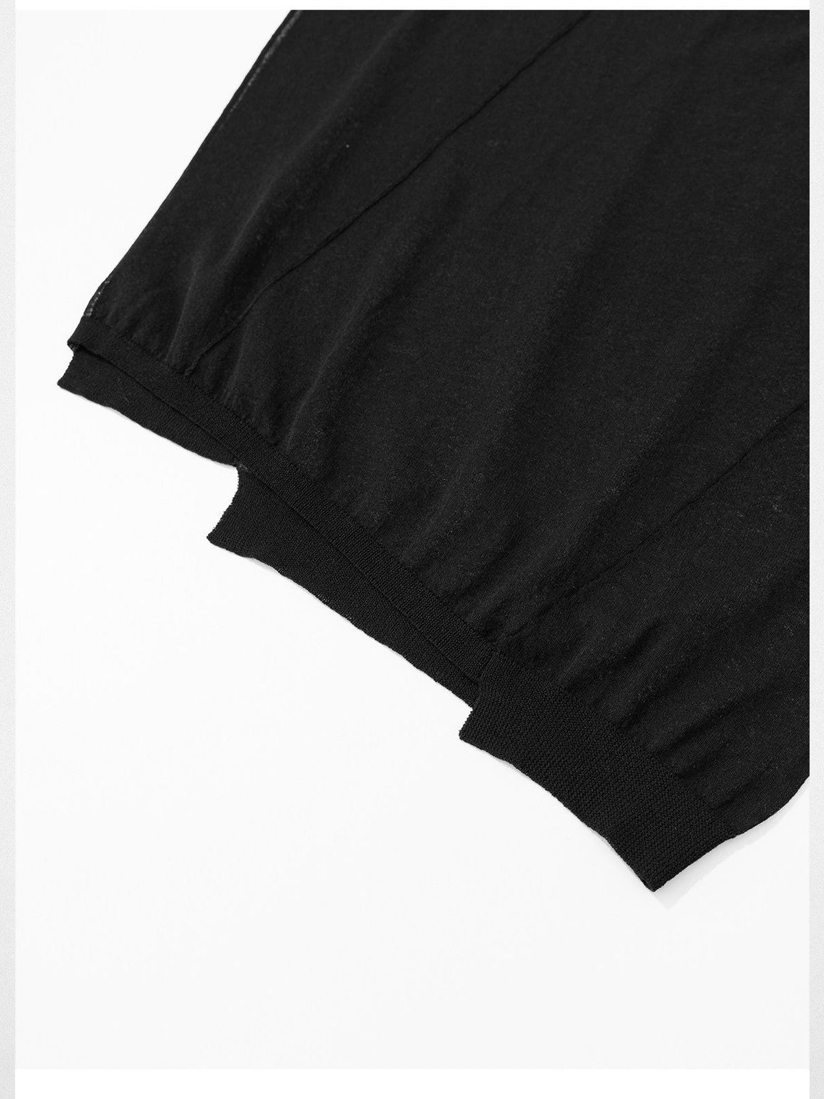 RandomPiece Asymmetric Linen Blend Knit Top in Black - Detail