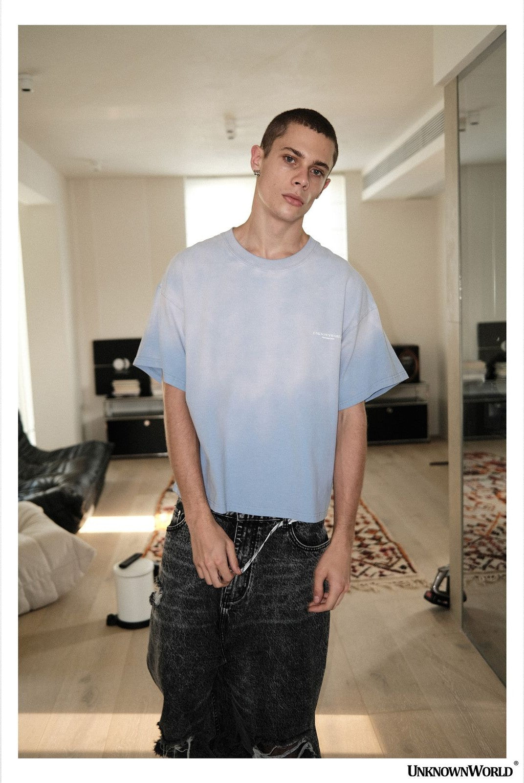 UNKNOWNWORLD Small Logo Cotton T Shirt in White