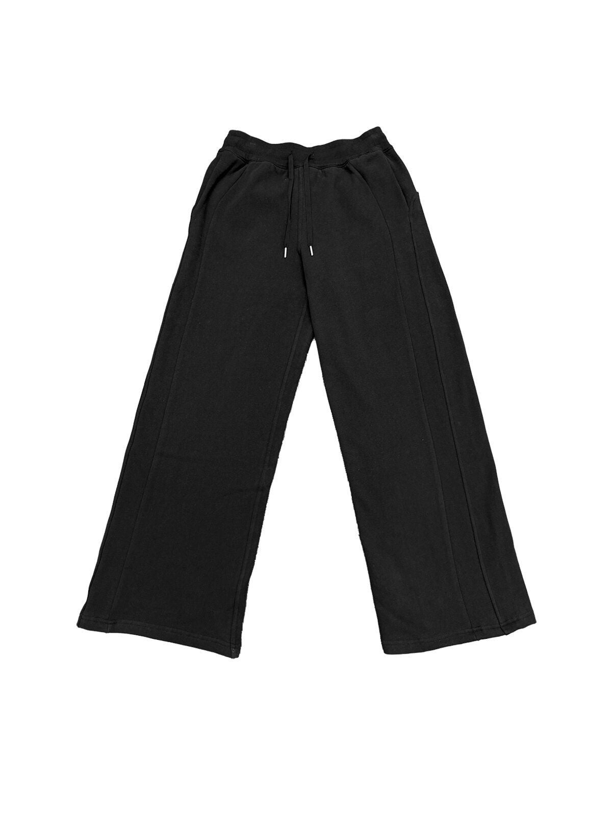 TRIANGLE PROJECT Brushed Cotton Wide Leg Sweatpants in Black
