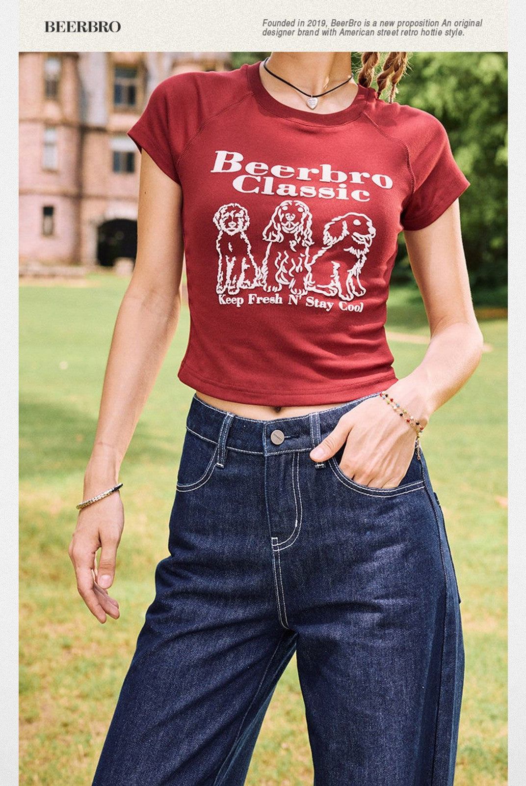 BeerBro Puff Print Puppy Baby Tee in White