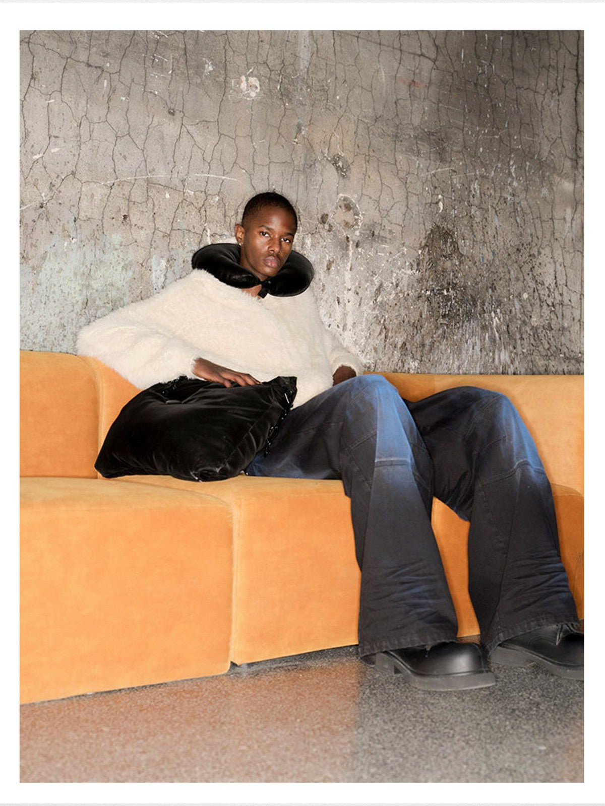 TRIANGLE PROJECT Faux Mink Zip Up Hooded Jacket in White - Lifestyle