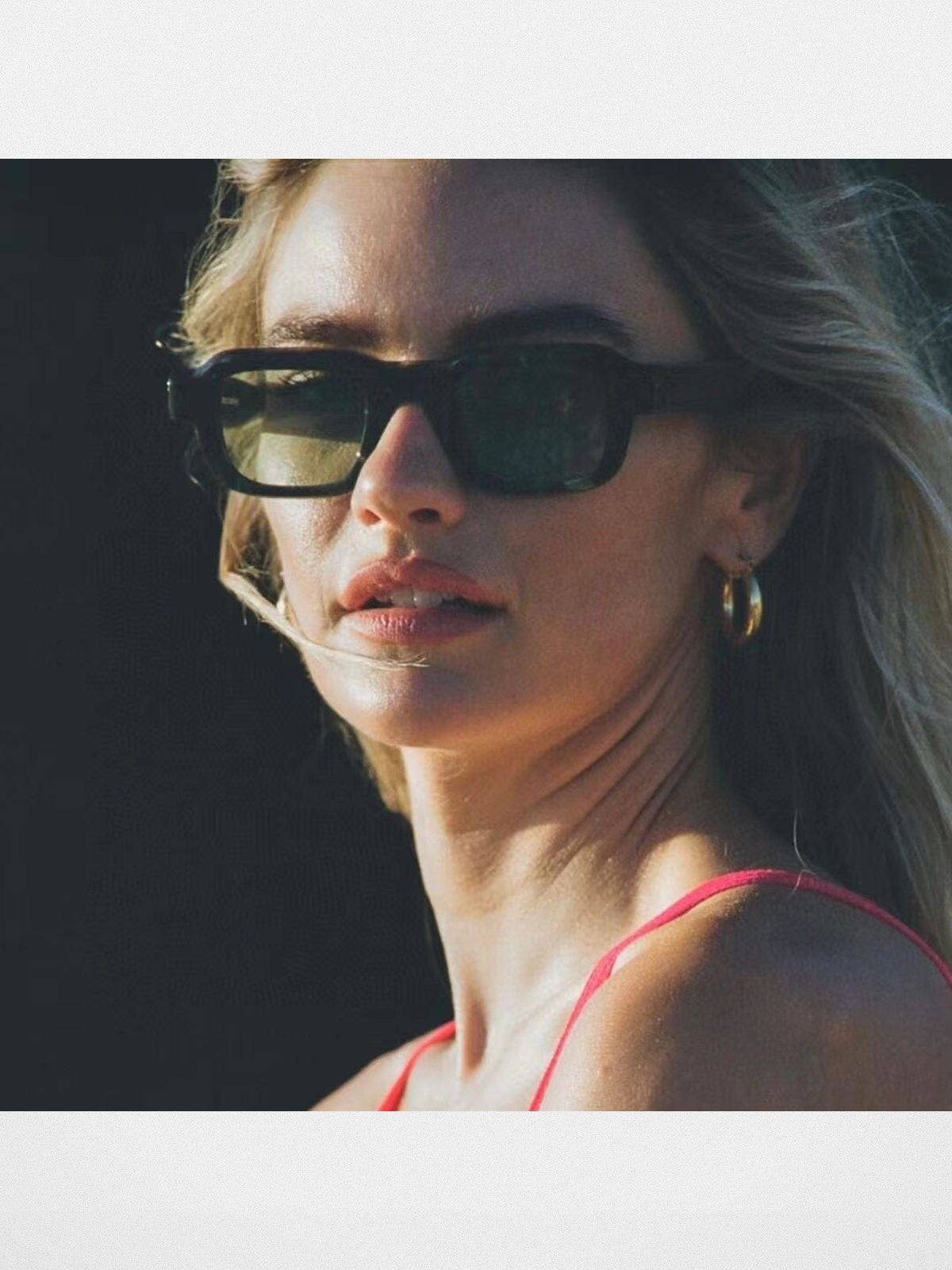 FUTURE UPDATE Retro Acetate Sunglasses in Black - On Female Model