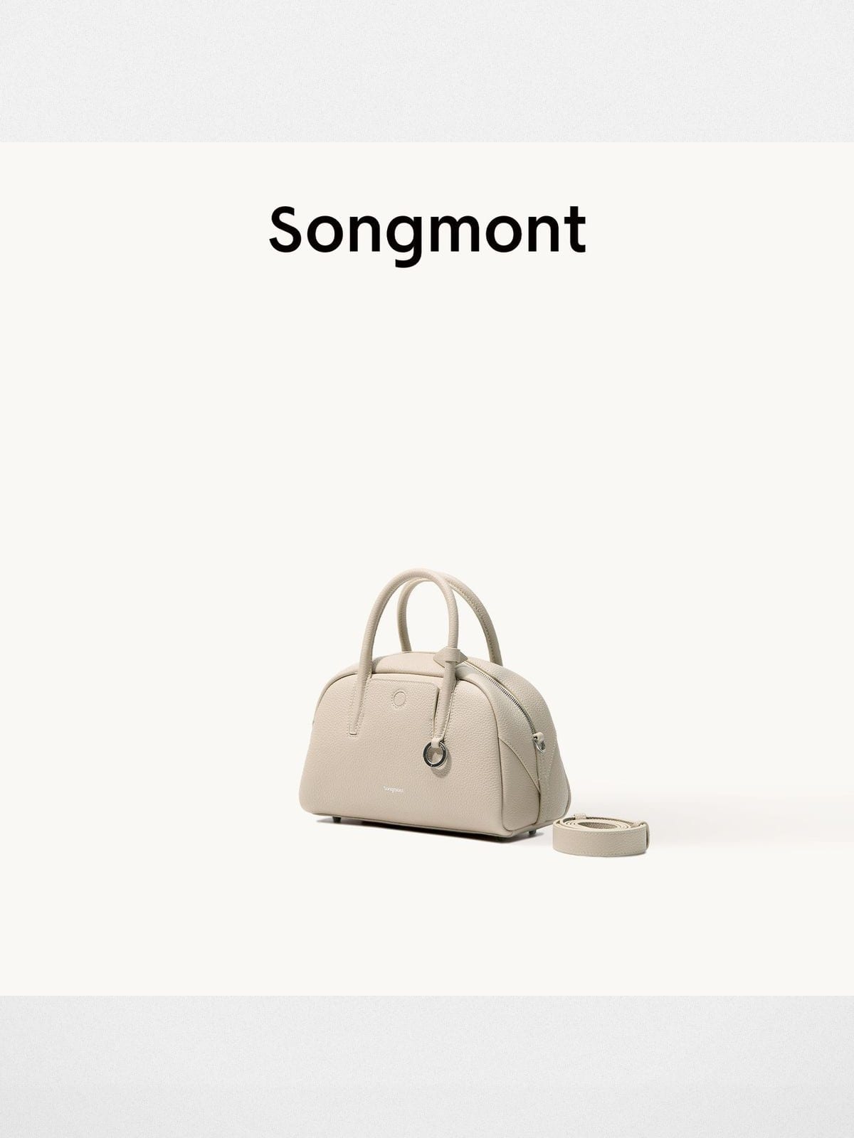 Songmont Leather Mini Bowling Bag in Cream