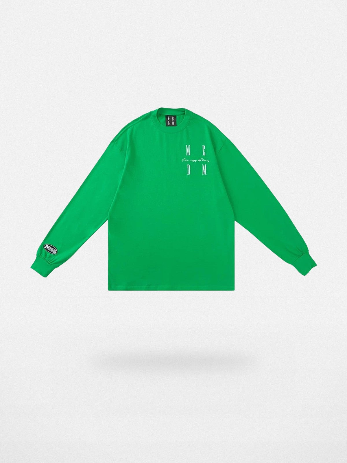 MEDM Embroidered Logo Long Sleeve Tee in Green