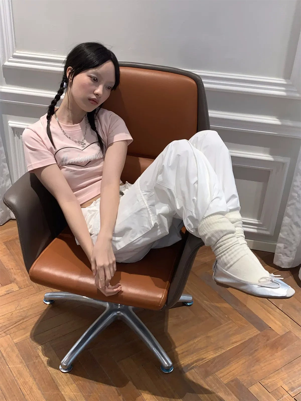 NeverSeez Accordion Pocket Wide Leg Cargo Pants in Black