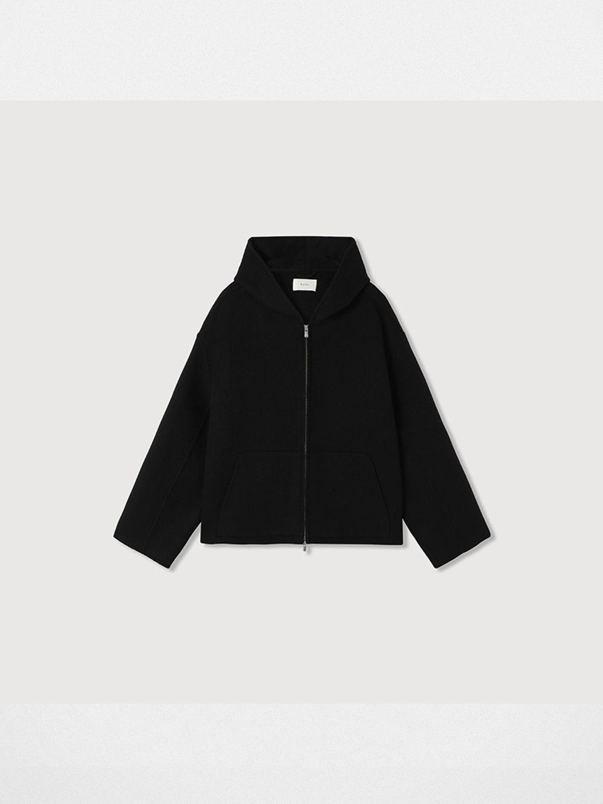 ROYA Cashmere Wool Hooded Short Coat in Black