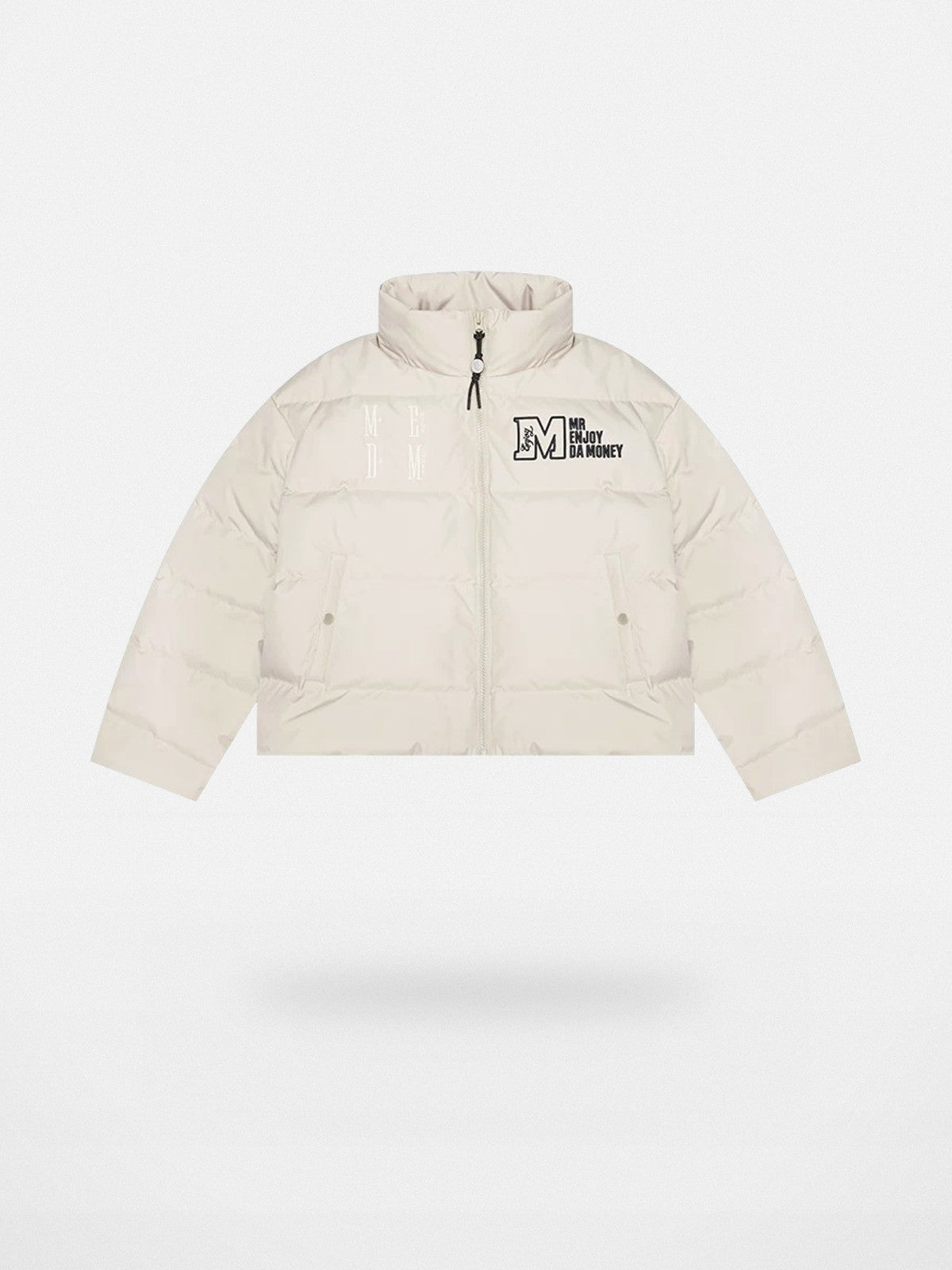 MEDM Embroidered Down Puffer Jacket in Cream
