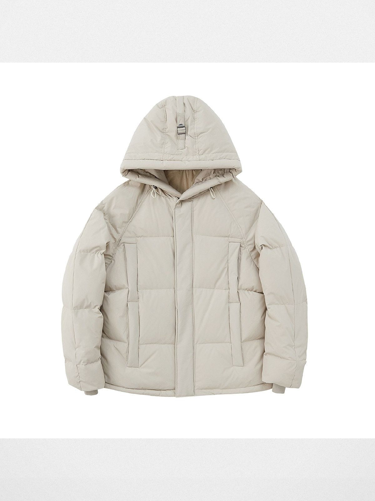 NANS Wide Quilt Hooded Down Puffer in Beige