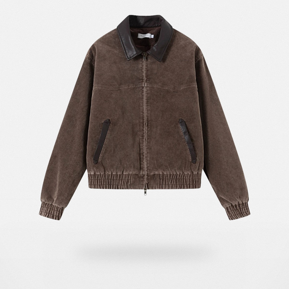VLABMADE Leather Collar Corduroy Jacket in Brown