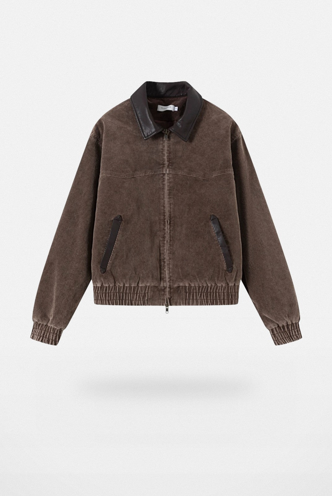 VLABMADE Leather Collar Corduroy Jacket in Brown