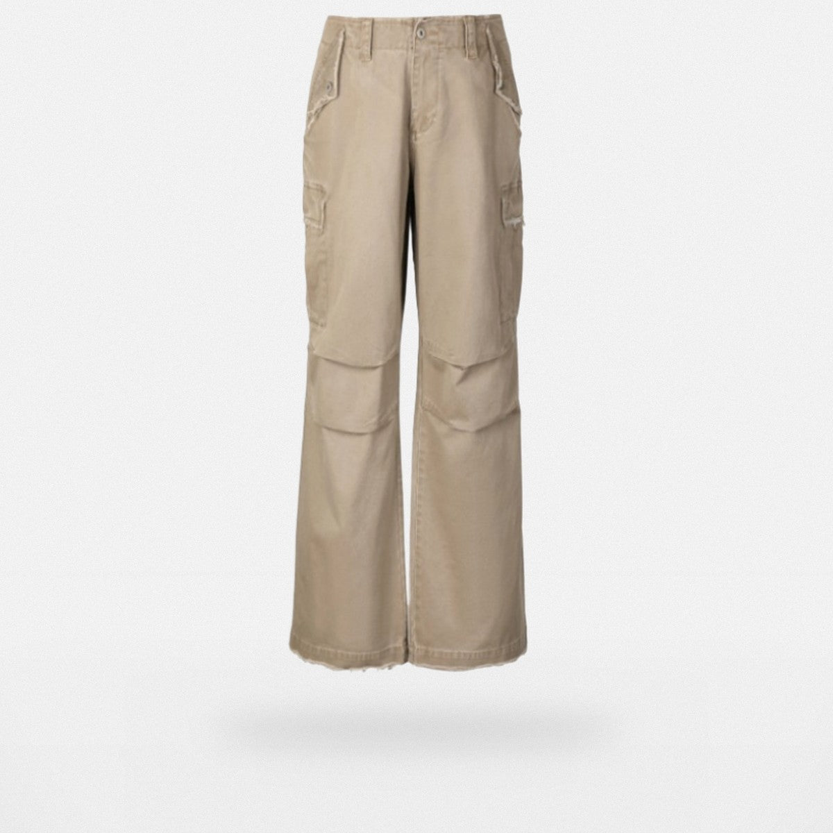 VLABMADE Distressed Paratrooper Cargo Pants in Beige