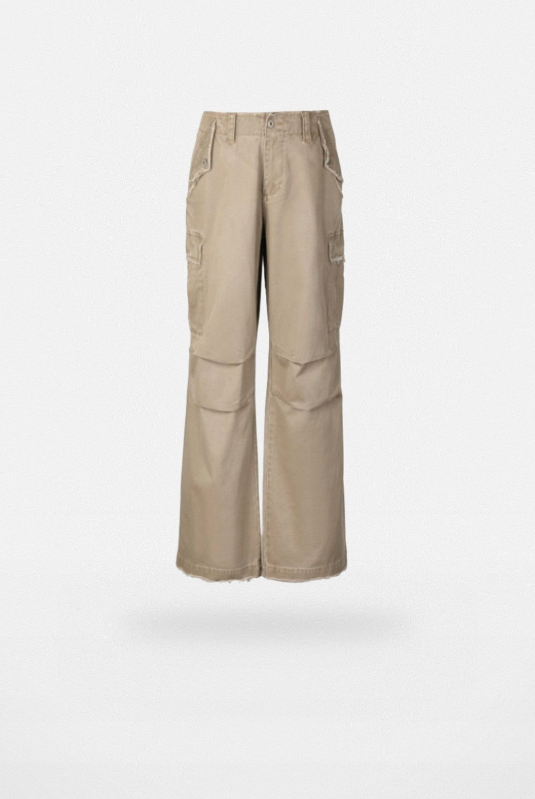 VLABMADE Distressed Paratrooper Cargo Pants in Beige