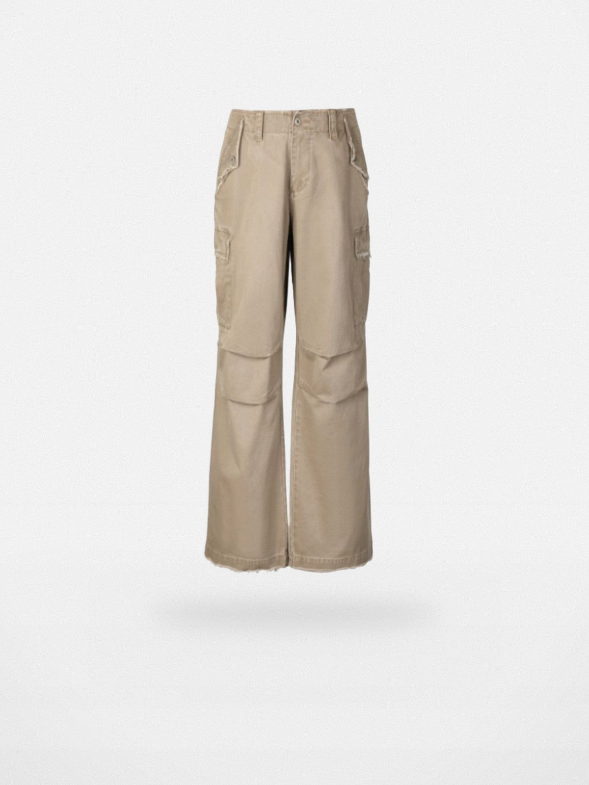 VLABMADE Distressed Paratrooper Cargo Pants in Beige