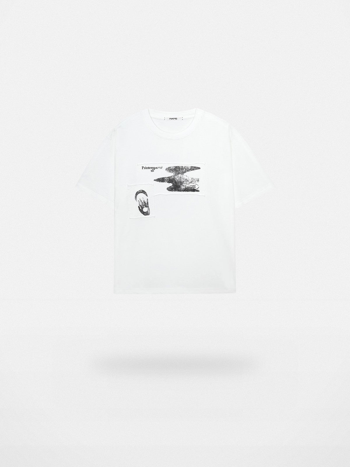 NANS Raw Edge Appliqu Cotton T Shirt in White