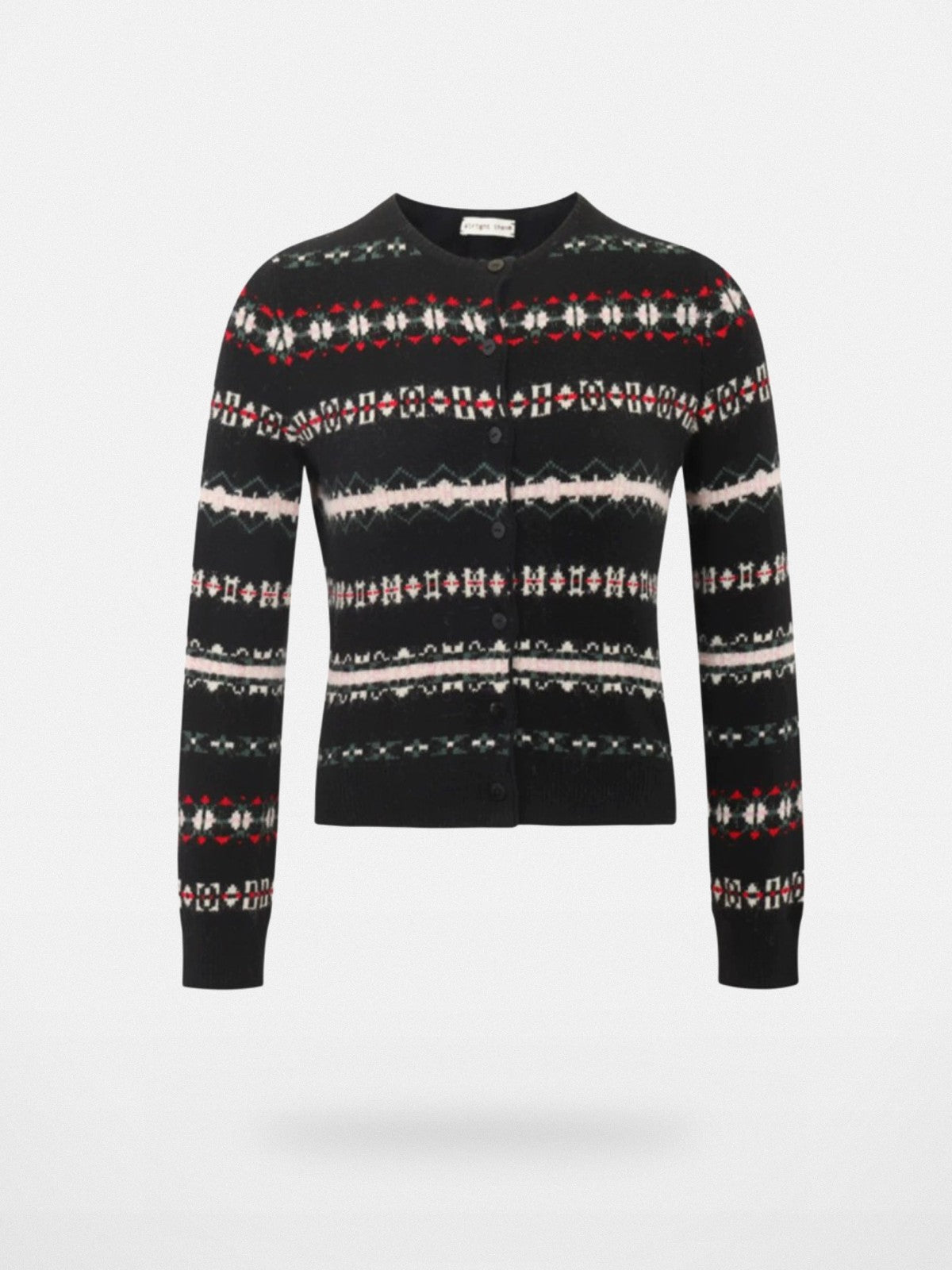 Alright Then Icelandic Pattern Wool Cardigan in Black