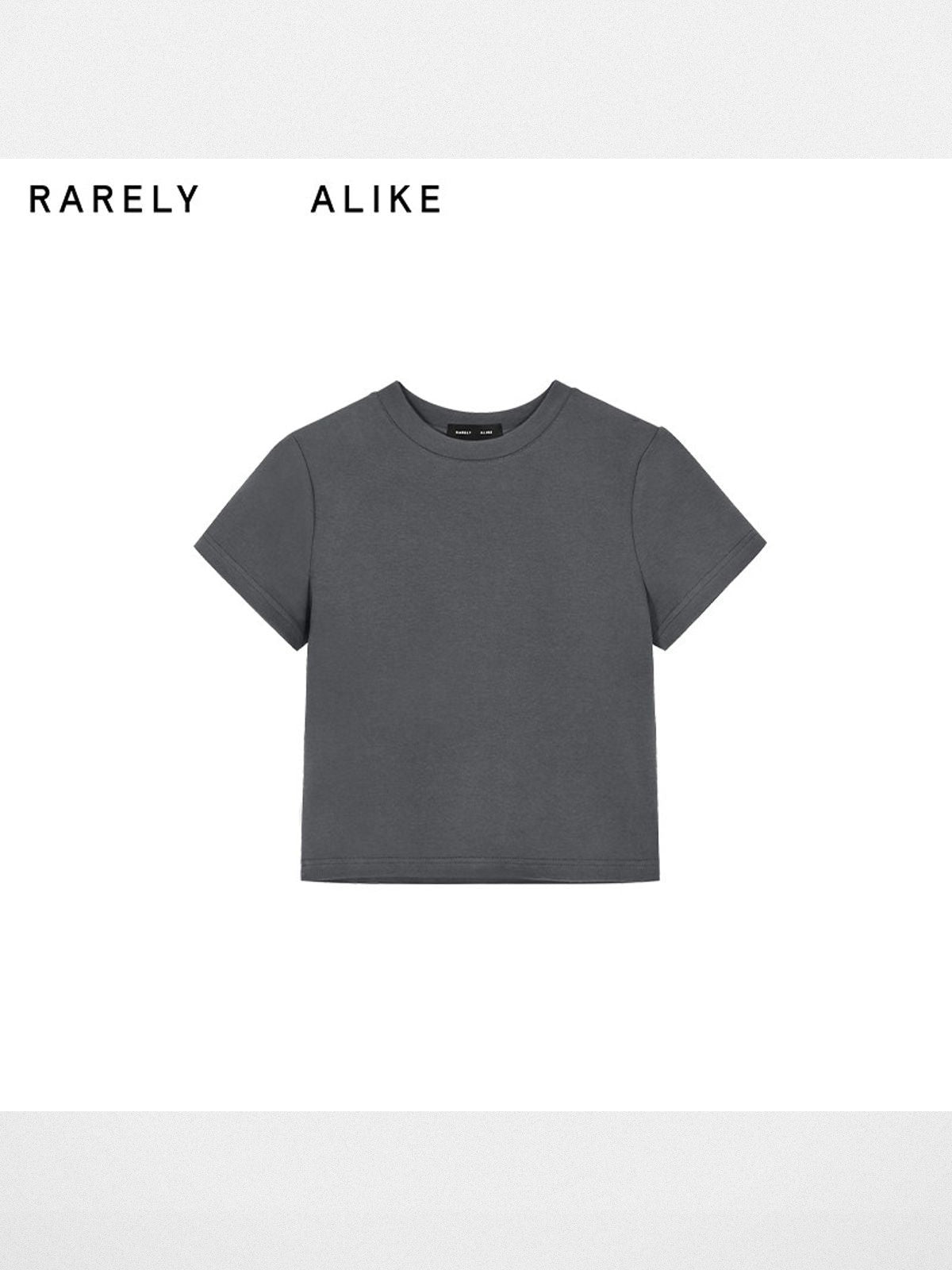 RARELY ALIKE Cropped Slim Fit Crew Neck T Shirt in Gray