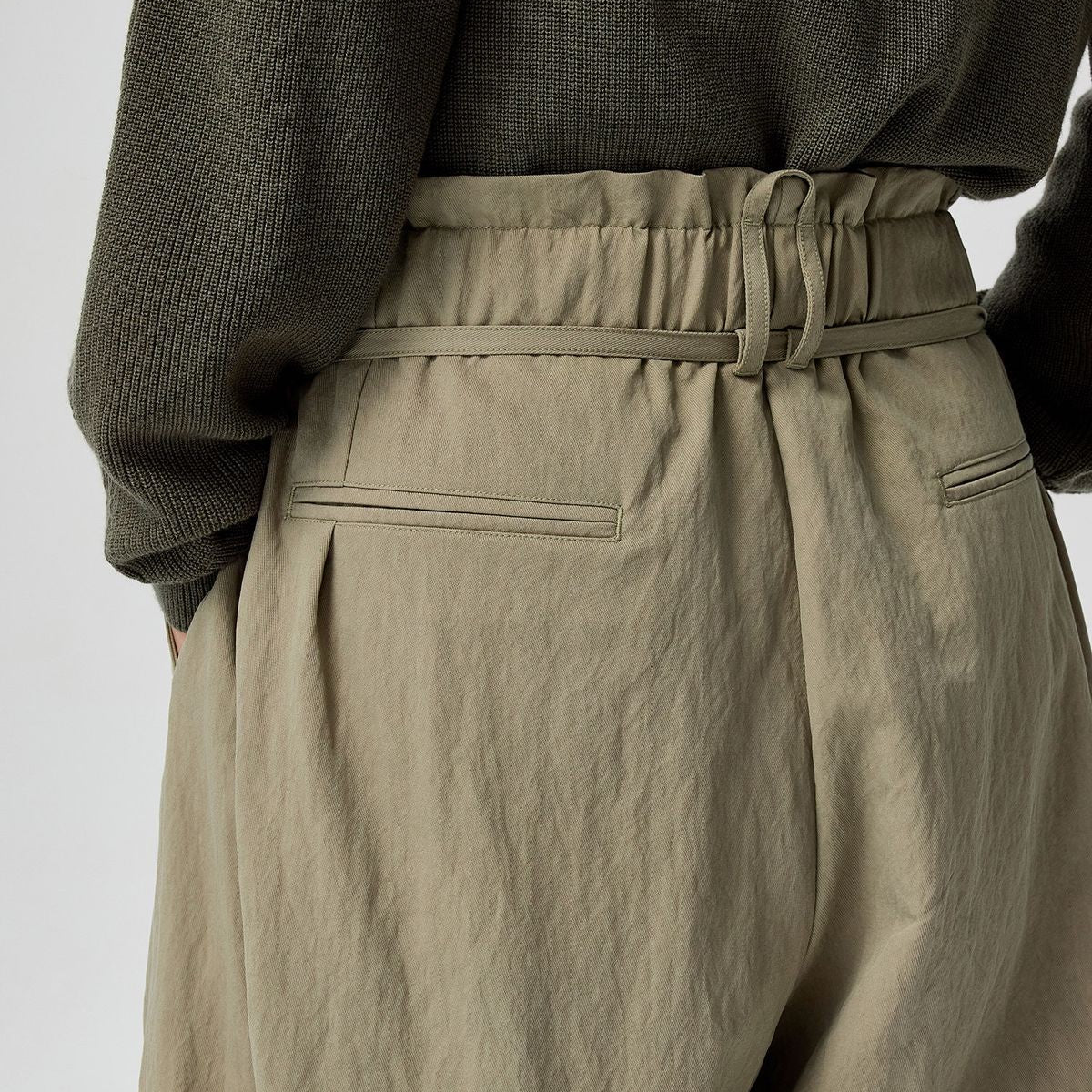 Simple Project Curved Leg Tencel Blend Trousers in Mint - Detail