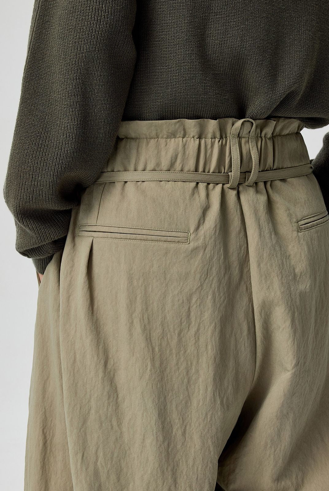 Simple Project Curved Leg Tencel Blend Trousers in Mint - Detail