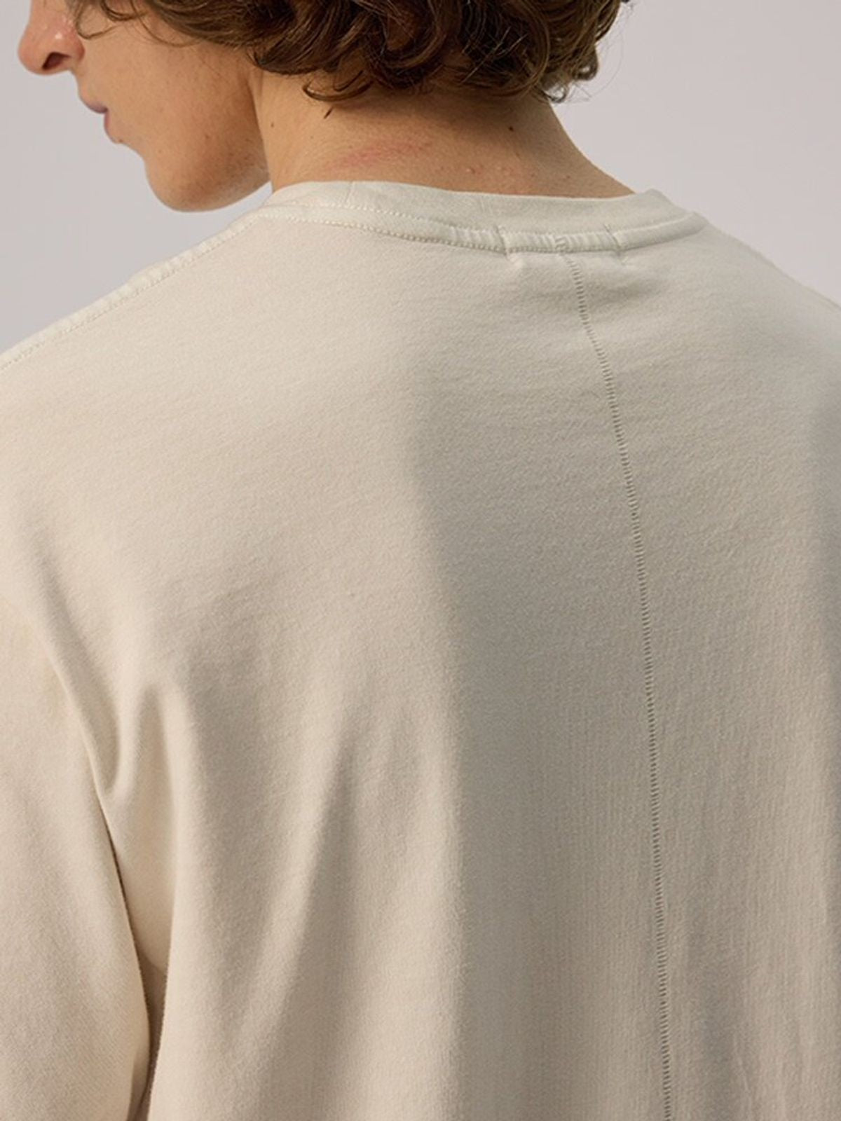 AFterTaste Garment Dyed Vintage Wash T Shirt in Cream - Detail