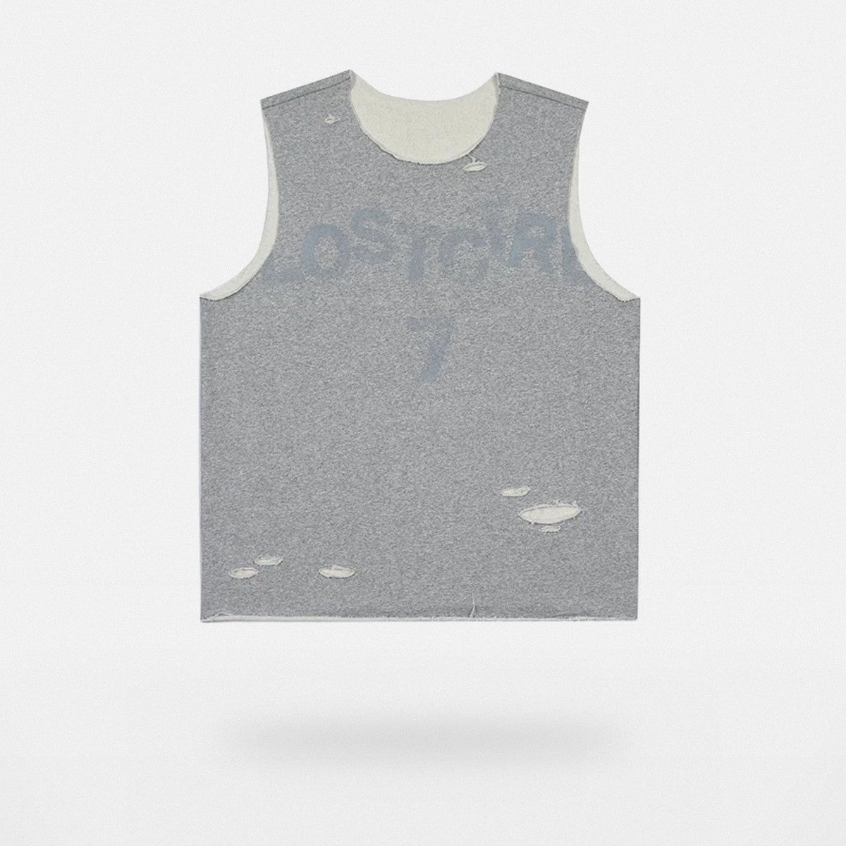 LOSTCTRL Distressed Raw Edge Tank Top in Gray