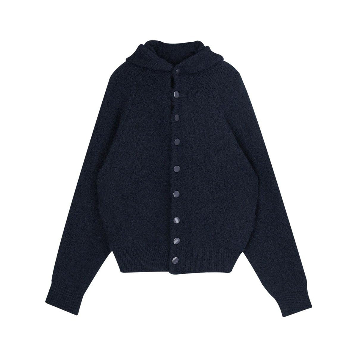Simple Project Wool Blend Hooded Cardigan in Navy Blue