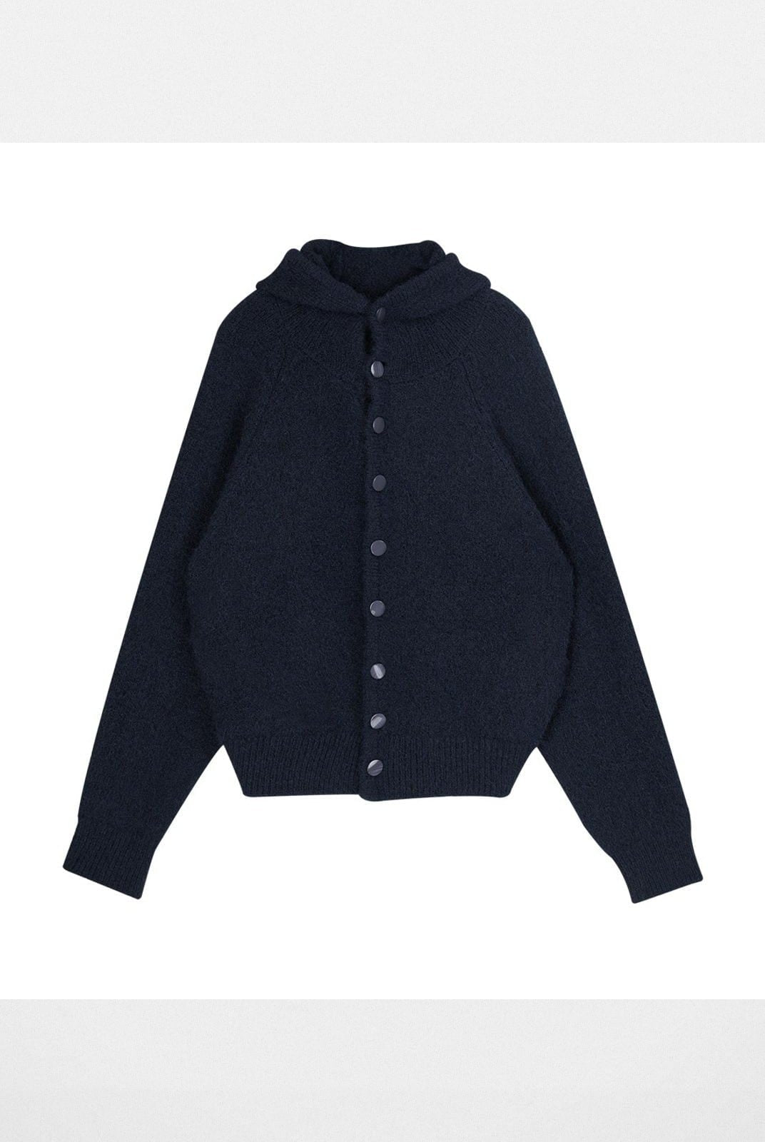 Simple Project Wool Blend Hooded Cardigan in Navy Blue