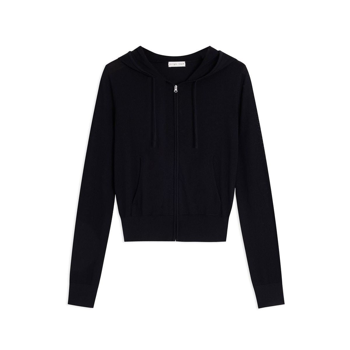 Alright then Zip Up Merino Wool Hoodie in Black