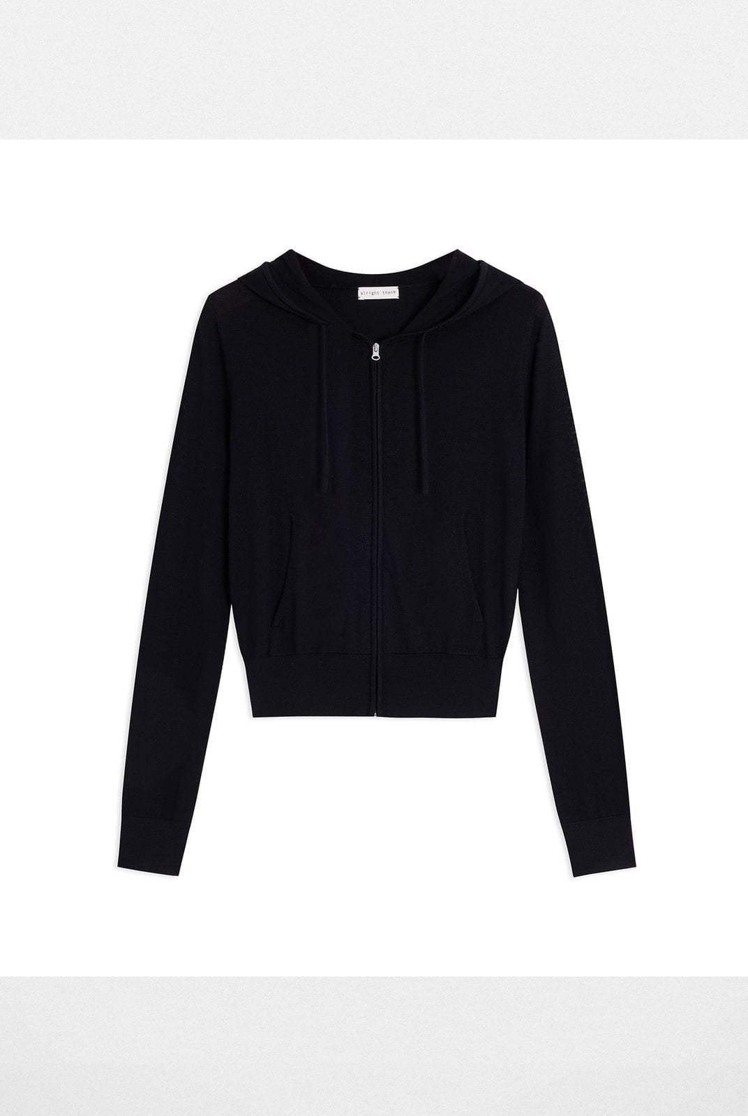 Alright then Zip Up Merino Wool Hoodie in Black