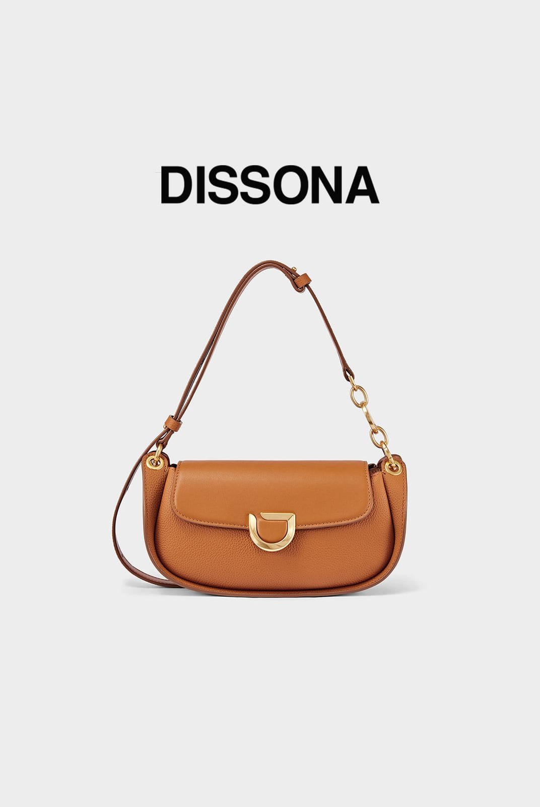 DISSONA Leather Crossbody Saddle Bag in Beige