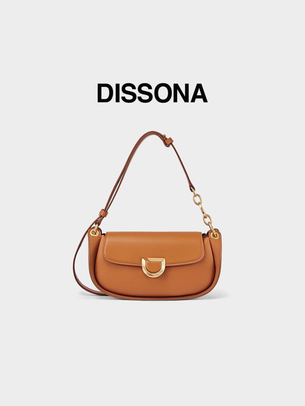 DISSONA Leather Crossbody Saddle Bag in Beige