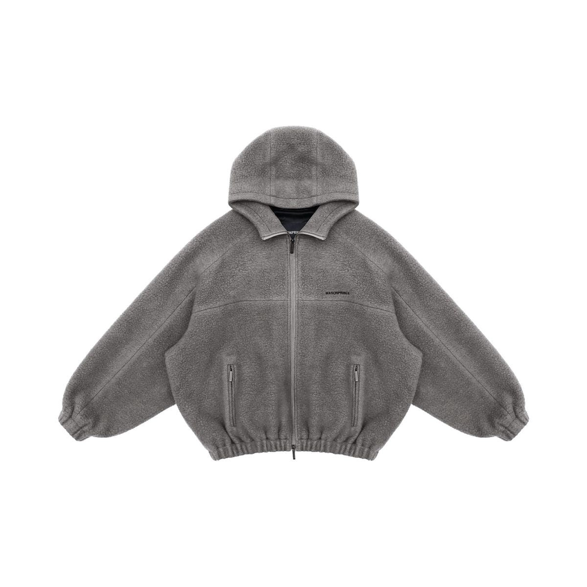 MasonPrince Contrast Logo Fleece Hooded Jacket in Gray