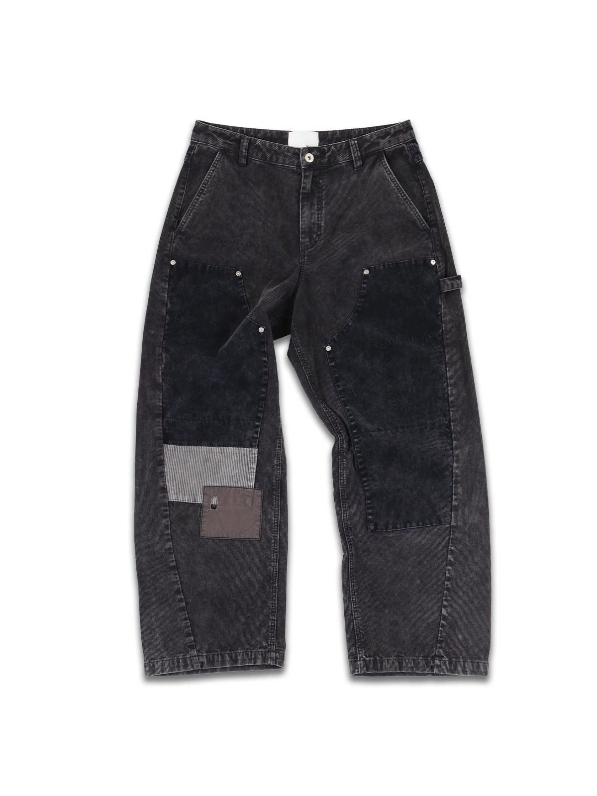 SOD Washed Corduroy Patchwork Logger Pants in Black