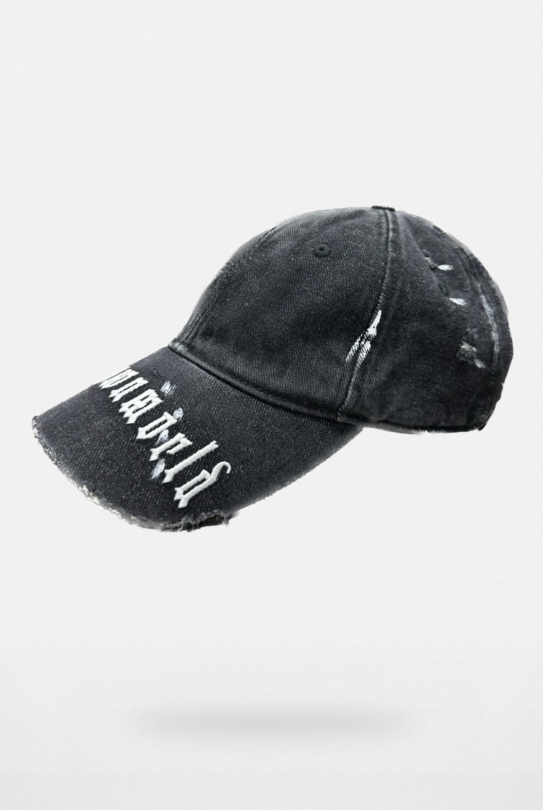 UNKNOWNWORLD Distressed Paint Splatter Cap in Black
