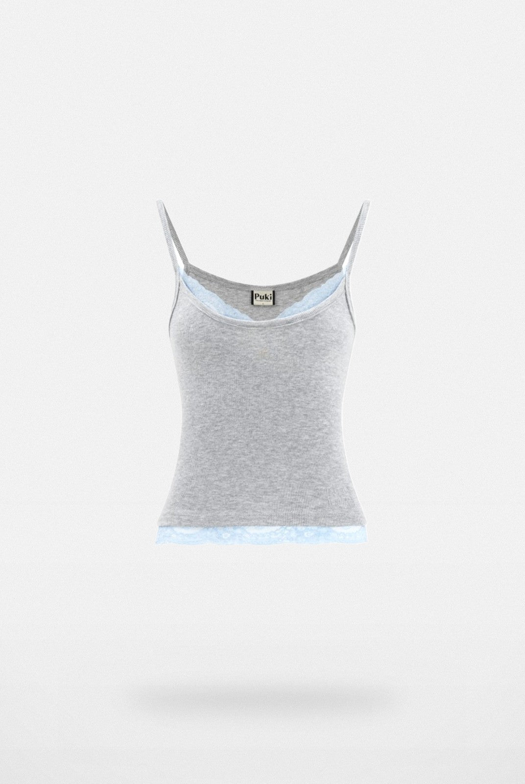 PUKI Faux Layered Lace Camisole in Gray