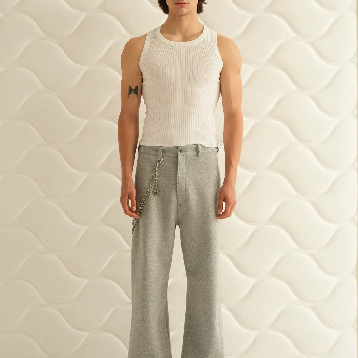 Retro 21 Air Layer Curved Leg Pants in Gray - On Model