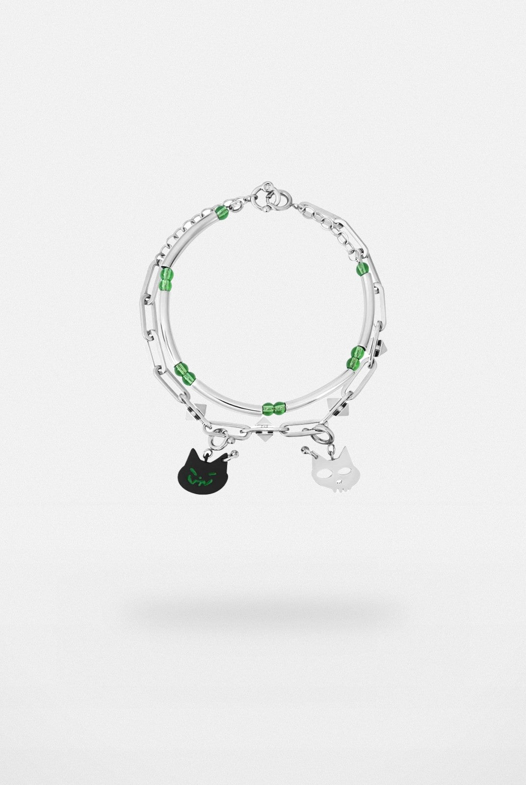BLACKHEAD Double Layer Cat Charm Bracelet in Silver