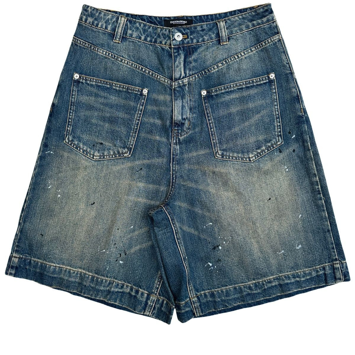 UNKNOWNWORLD Mud Dye Reverse Pocket Shorts in Yellow