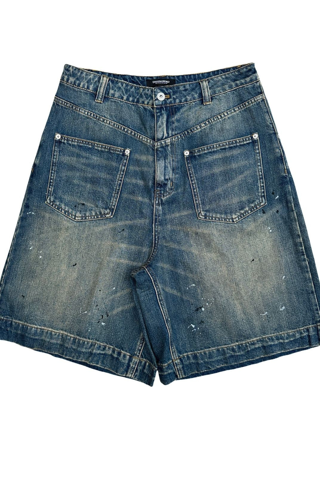 UNKNOWNWORLD Mud Dye Reverse Pocket Shorts in Yellow