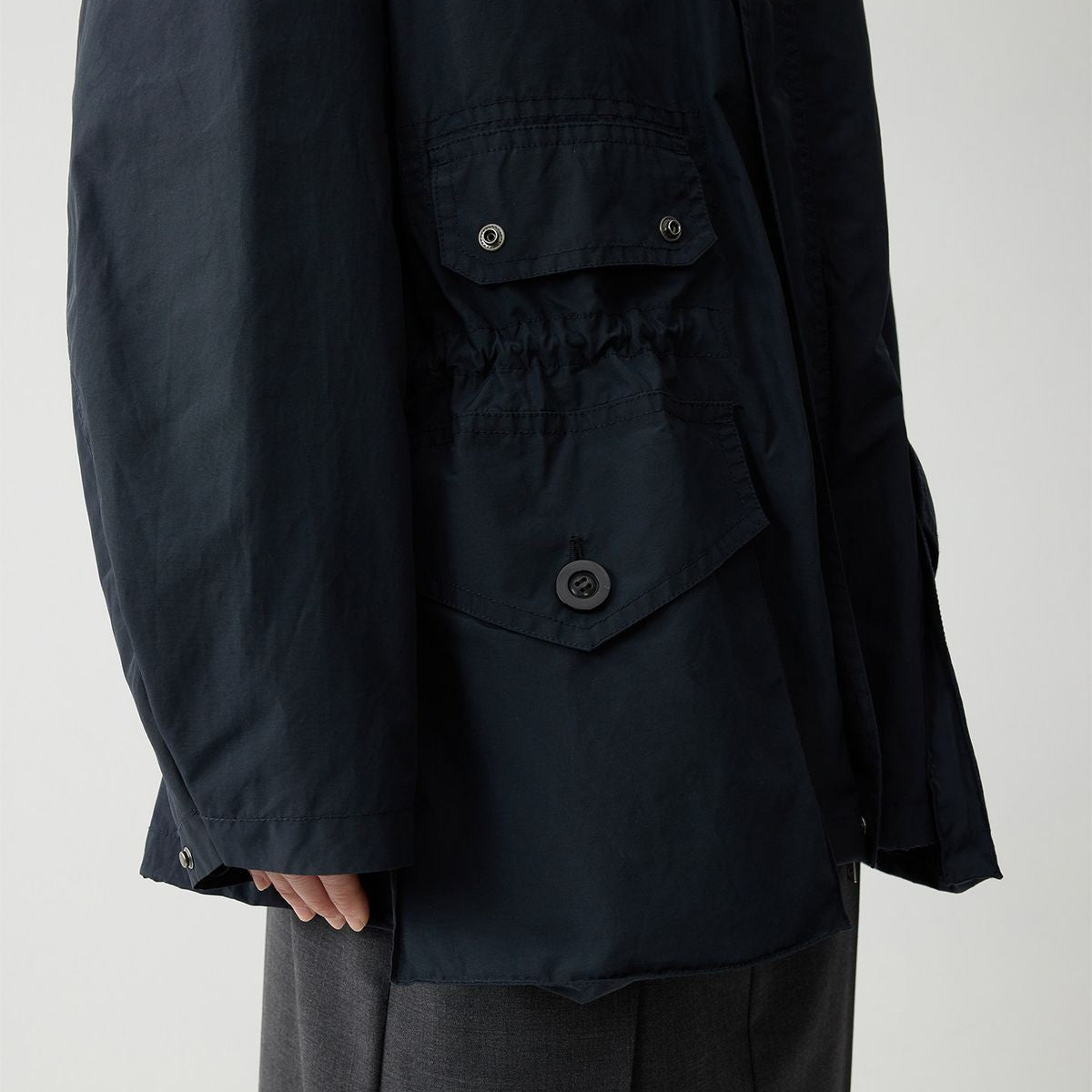 RandomPiece Cotton Nylon Utility Jacket in Navy Blue - Detail