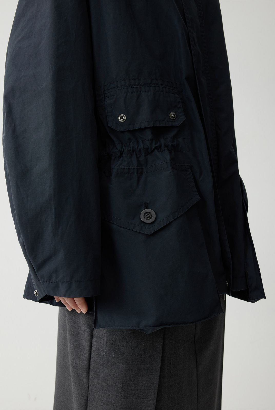 RandomPiece Cotton Nylon Utility Jacket in Navy Blue - Detail