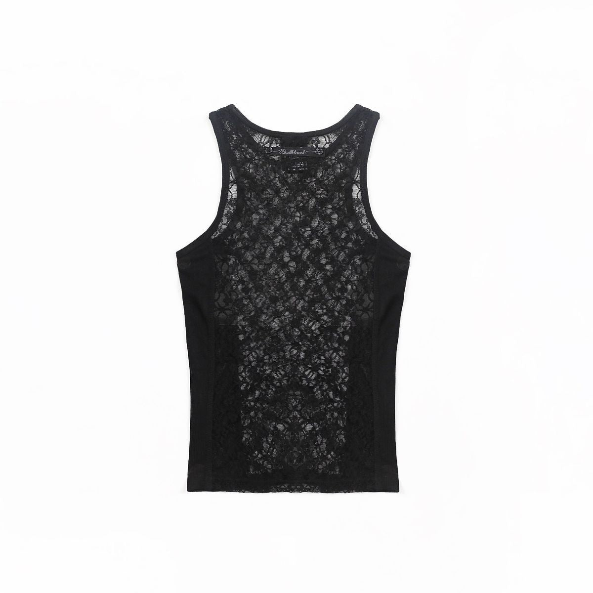 BADSEED Sheer Floral Lace Tank Top in Black