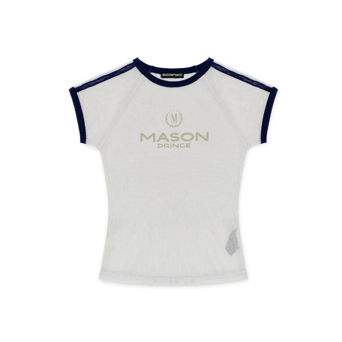 MASONPRINCE Contrast Trim Mesh T Shirt in White