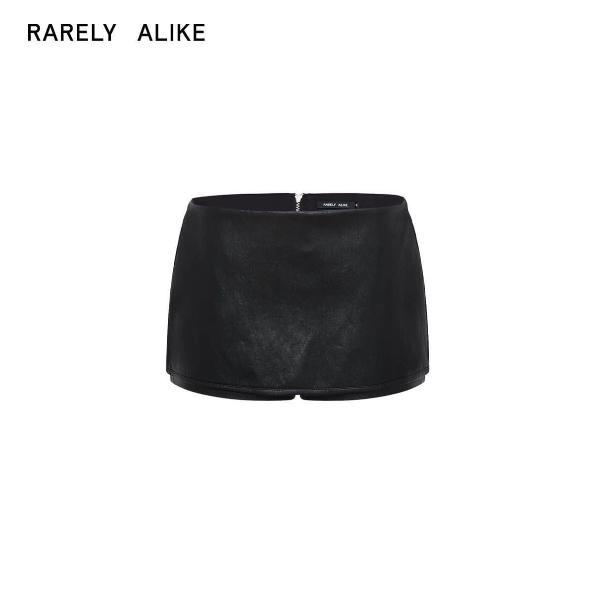 rarely alike Side Zip Faux Leather Mini Skort in Black