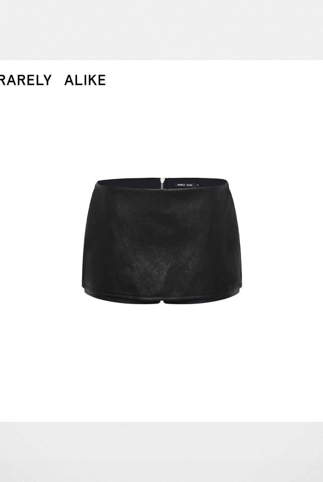 rarely alike Side Zip Faux Leather Mini Skort in Black