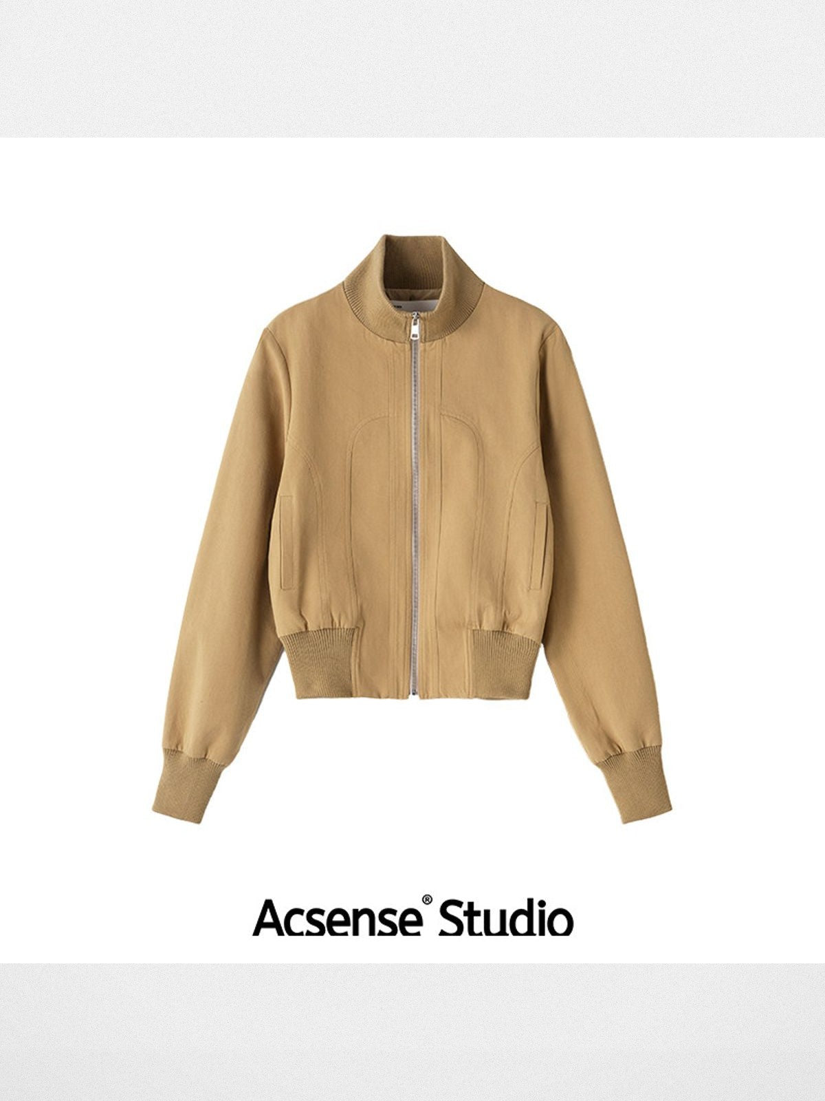 ACSENSE STUDIO Curved Panel Cotton Jacket in Khaki