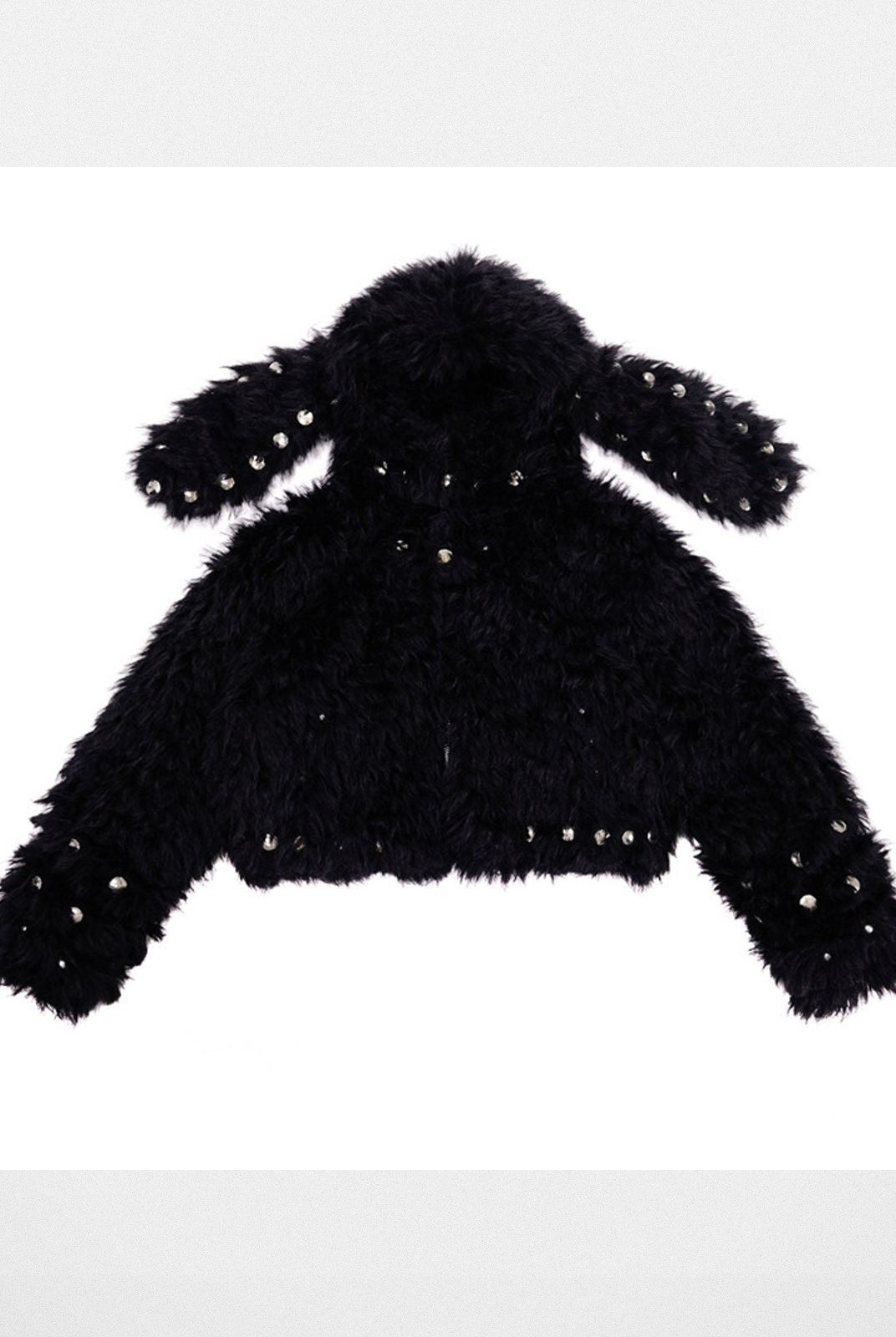 CFIERCE Studded Faux Fur Bunny Jacket in Black