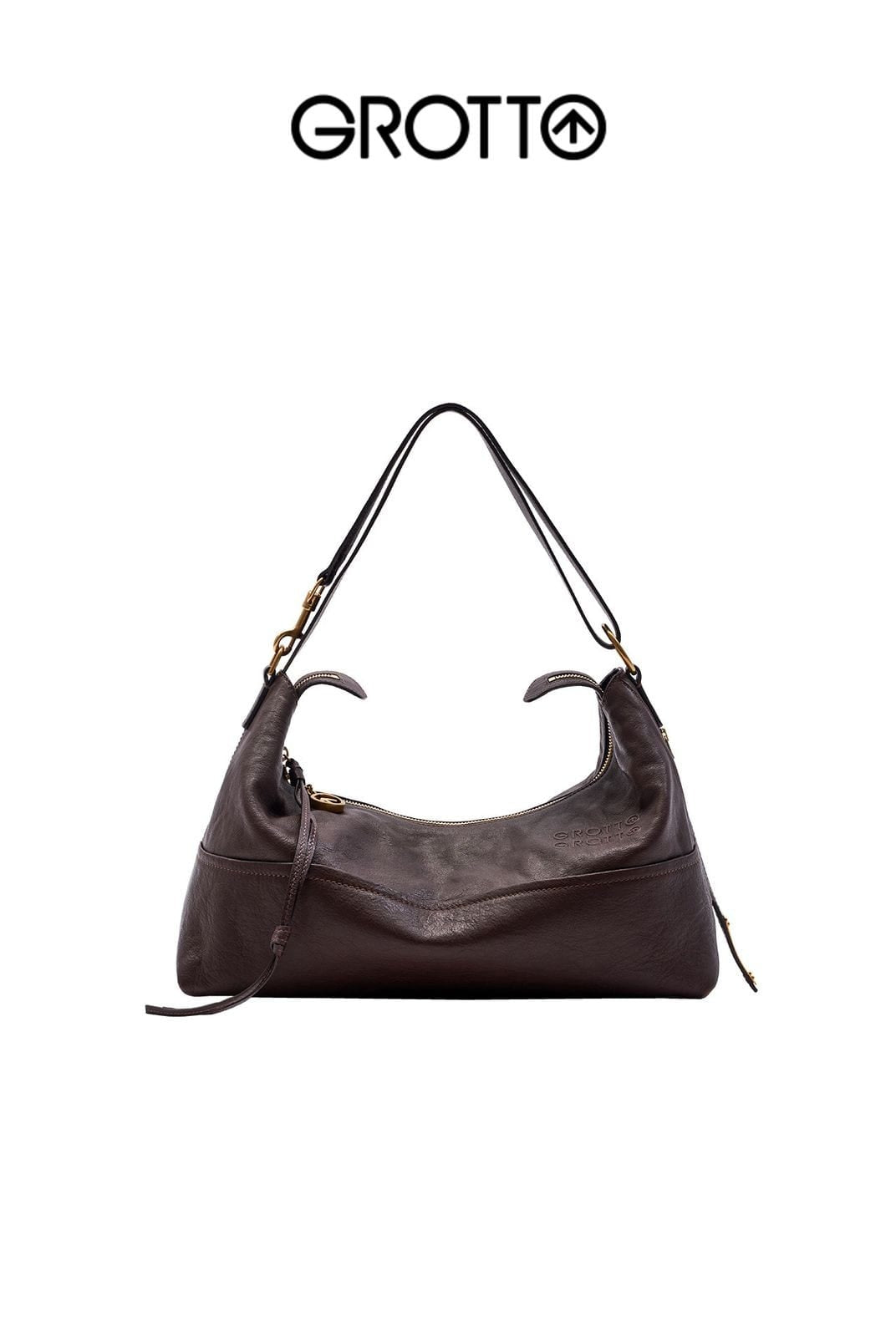 Grotto ArkHobo Calf Leather Shoulder Bag in Brown