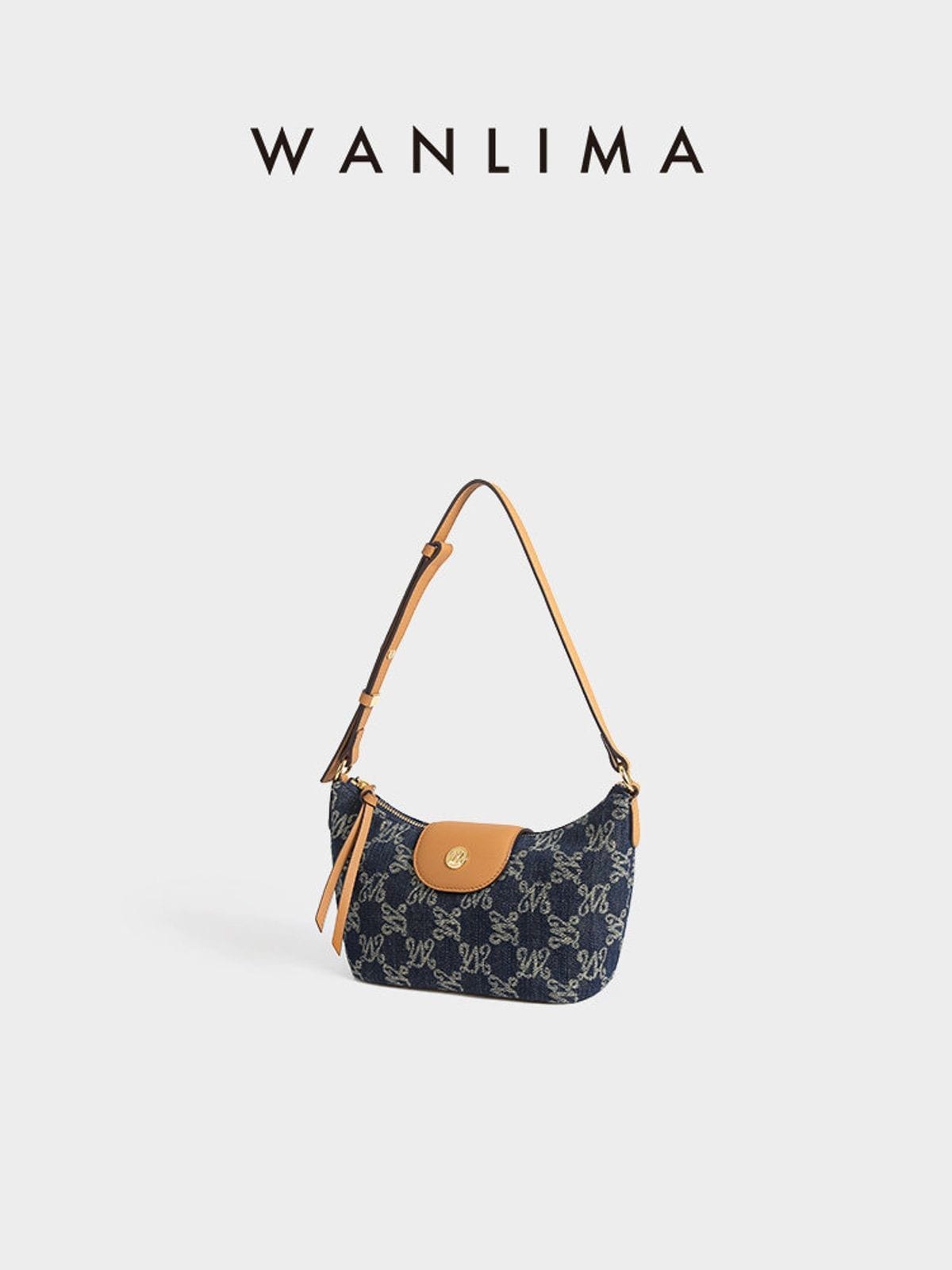 WANLIMA Monogram Denim Dumpling Bag in Denim