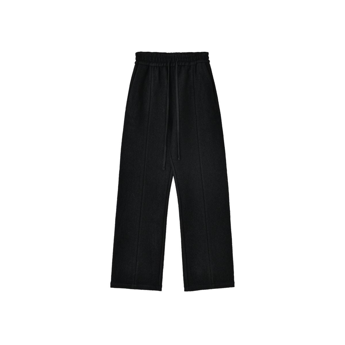 Roolrren Homme Textured Wool Drawstring Trousers in Black
