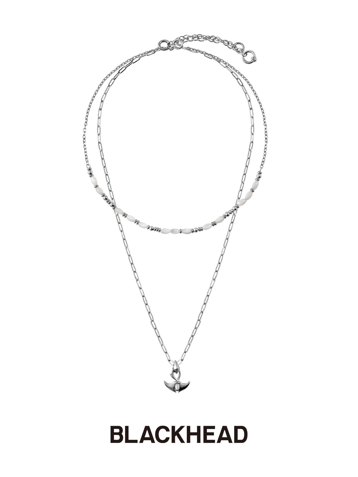BLACKHEAD Double Layer Manta Ray Necklace in Silver